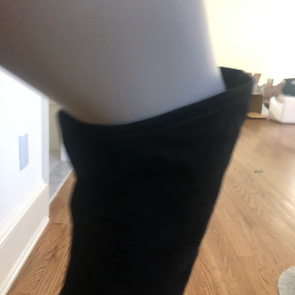 Over The Knee Black Faux Suede Boots - Picture 4 of 14